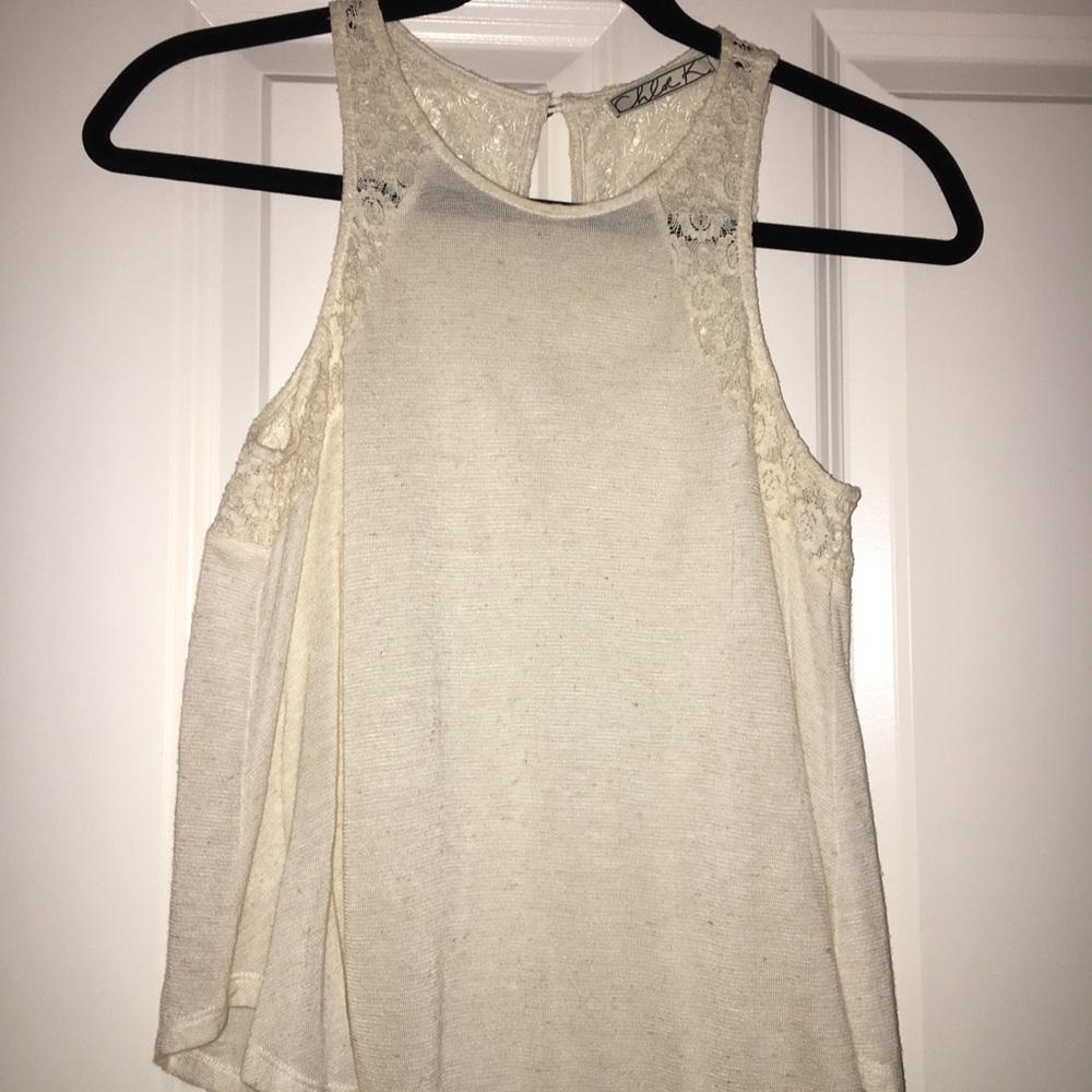 Lace look cotton tank